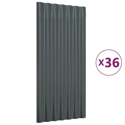 Produktbild von vidaXL Dachpaneele 36 Stk. Verzinkter Stahl Anthrazit 80x36cm