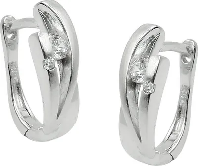 Produktbild von Paar Creolen 14x5mm mit Zirkonia 925 Silber matt-rhodiniert glänzend