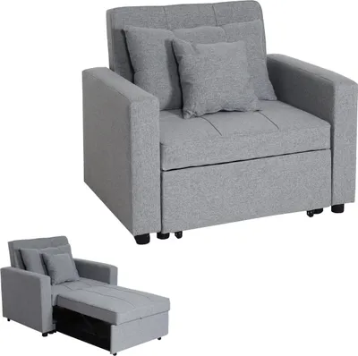 Produktbild von Schlafsessel MCW-L90, Klappsessel Schlafsofa Gästebett Relaxsessel, Liegefläche 197x103cm Stoff/Textil  hellgrau