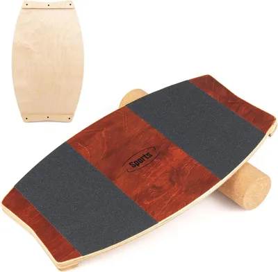 Produktbild von COSTWAY Balance Board aus Birkenholz, Wackelbrett + Korkrolle, Balance Trainer für Kinder & Erwachsene, Surfboard, Gleichgewichtstrainer für Outdoor