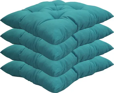 Produktbild von Stuhlkissen 38x38 cm ComfySeat - Sitzkissen mit 6 cm Comfort Sitzpolster - Indoor & Outdoor, Farbe:Aqua, Set:4er Set