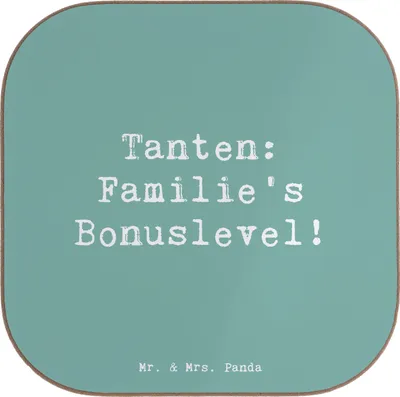 Produktbild von Mr. & Mrs. Panda Tischuntersetzer Spruch Tante Bonuslevel - Meeresbrise - Geschenk, Liebe, Anekdoten, Coaster, gläseruntersetzer, Verwandtschaft, Lustig, Geschenke