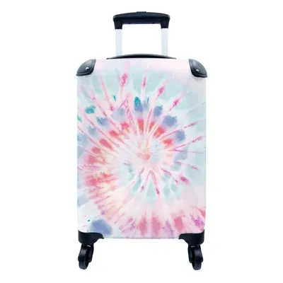 Produktbild von MuchoWow® Koffer Handgepäck Trolley Rollkoffer Kleine Reisekoffer mit 4 Rollen - Krawattenfärbung - Blau - Rosa - Cabin Size < 55x40x23 cm & 55x40x20 cm - Fotokoffer - Kabinenkoffer - Boardgepäck - Reise-Box - Reisekoffer - Reisegepäck - Koffer mit Bild - Trolley für Kinder