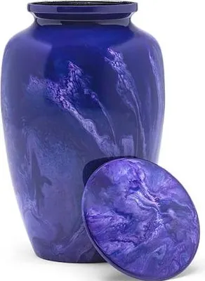 Image de Urnes XXL pour humains et animaux domestiques Cendres - 3,5 L | Urnes métalliques pour chiens et chats | Urnes commémoratives élégantes pour cendres humaines | Urne violette de luxe avec couvercle