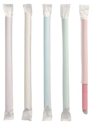 Produktbild von 2400x Bubble Tea Papierstrohhalme Ø 12 mm · 20 cm farbig sortiert einzeln gehüllt, einseitig spitz