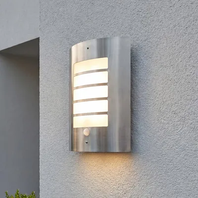 Produktbild von Außenwandleuchte mit Bewegungsmelder IP44 E27 Weiß Edelstahl Modern Garten Terrasse Wandleuchte außen