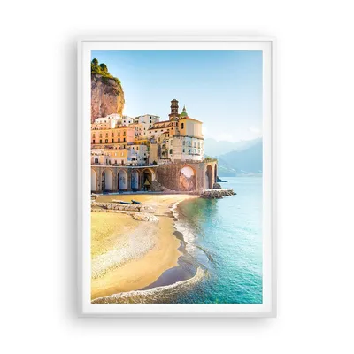 Produktbild von Gerahmtes Poster - Weißer Rahmen - Küste Amalfi Italien - 70x100 cm - Wand Bild - Wanddeko - Wandbilder - Kunstposter - Wandposter - Bilderrahmen - Bilder - Kunstdruck - P2WPA70x100-5187