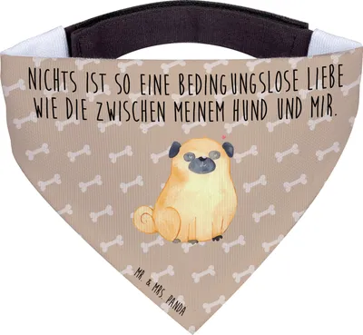 Produktbild von Mr. & Mrs. Panda Hunde Halstuch Mops - Hundeglück - Geschenk, Knuffig, Hund, Liebe, Für, Tuch, Sprüche, Hundeschal, Pure