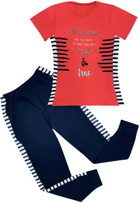 Produktbild von Damen Pyjama Baumwolle Schlafanzug Hausanzug Nachtwäsche kurzarm - Koralle L
