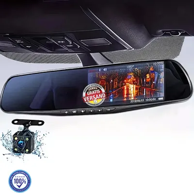 Produktbild von Dashcam vorne und hinten, Dashcam Auto, Dashcam, Rückspiegel Dashcam, WDR Kamera, Nachtsicht, 32GB Speicherkarte - Display Rückspiegel
