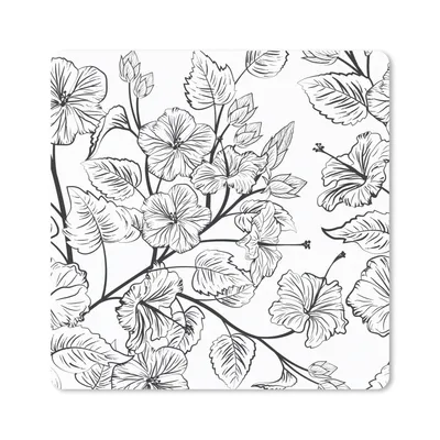 Produktbild von MuchoWow® Mauspad Mousepad Eine schwarz-weiße Illustration eines Blumenmusters 20x20 cm - Mousepads - Maus Mat - Pad - Mausunterlage - Desk Mat - Bureauartikeln