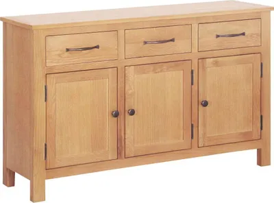 Produktbild von CLORIS Sideboard Braun 112 x 33,5 x 70 cm Massivholz Eiche - Kommoden 247598