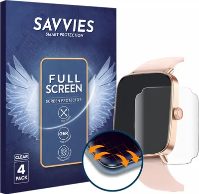Produktbild von 4x Savvies Fullscreen Schutzfolie für Fitpolo IDW28 1.85" Displayschutz Folie Fullcover Klar Transparent