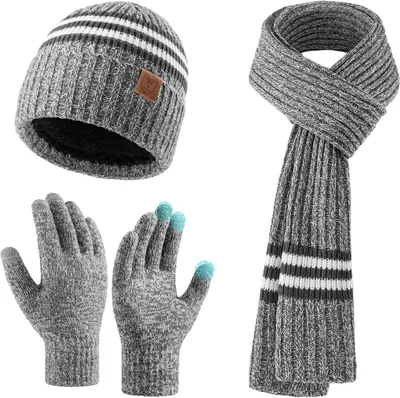 Immagine prodotto di Set invernale 3 in 1: sciarpa, berretto e guanti touchscreen antivento