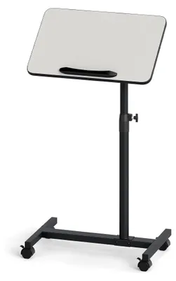 Produktbild von Höhenverstellbarer Betttisch mit Rollen, neigbare und drehbare Tischplatte, C-förmiger Laptoptisch, Pflegetisch für Sofa, Bett, Büro (Grau + Schwarz)
