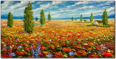 Produktbild von Coloray Küchenrückwand 140x70 Spritzschutz aus Glas - Feld voller Blumen