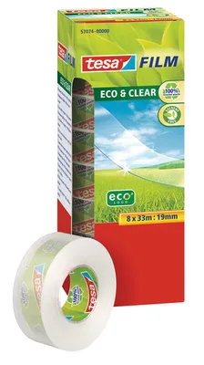Zdjęcie produktu dla Tesa, Eco & Clear Taśma samoprzylepna 19mm x 33m, 8 sztuk (PRODUKT Z NIEMIEC)