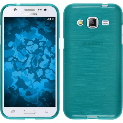 Produktbild von PhoneNatic Case kompatibel mit Samsung Galaxy J2 (2015) - blau Silikon Hülle brushed Cover