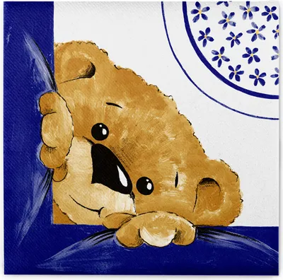 Produktbild von Sovie HOME Serviette Teddy in Blau aus Linclass® Airlaid 40 x 40 cm, 12 Stück - Taufe Kindergeburtstag