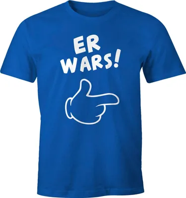 Produktbild von Herren T-Shirt Er wars Spruch Comic Hand Fun-Shirt Moonworks® blau L