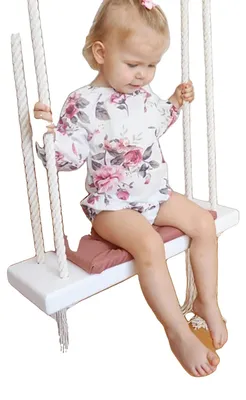 Zdjęcie produktu dla Siedzisko do huśtawki drewnianej, wymiary siedziska: 50 x 18 x 3,5 cm, długość liny: 5 m, nośność: 50 kg, wymiary poduszki: 33 x 17 x 3 cm, sposób montażu: montaż