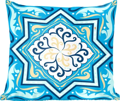 Produktbild von MuchoWow® Zierkissen Sofakissen Wohnzimmer Dekokissen 40x40 cm Formen - Blau - Gelb - Foto Kissen - Schlafzimmer Dekoration