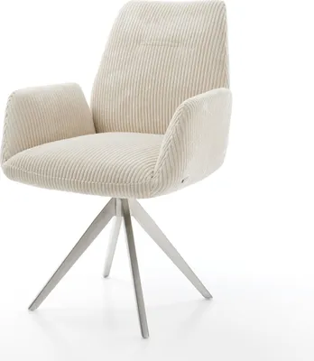 Produktbild von DELIFE Esszimmerstuhl Zoa-Flex Cord Beige Kreuzgestell kantig Edelstahl Taschenfederkern