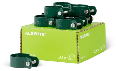 Produktbild von Alberts Schelle für Streben | verzinkt, grün kunststoffbeschichtet | Schellen-Ø 38 mm | 10er Set