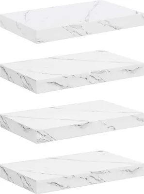 Obrázok produktu pre vidaXL Nástenná polica, 4 ks, biela, mramorový vzor, 40 x 23,5 x 4 cm, drevotrieska