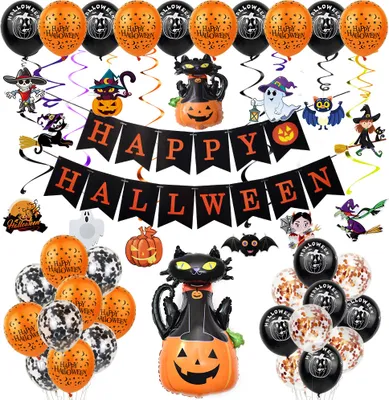 Obrázek produktu pro Balón z hliníkové fólie na Halloween, balónky na Halloween, dekorace na Halloween pro děti, girlanda z balónků na Halloween, sada dekorací na Halloween