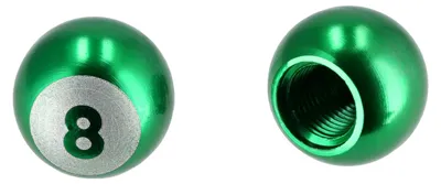 Image de Jeu : 2 capuchons de valve "Eightball", anodisé vert