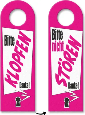 Produktbild von Bitte nicht stören oder klopfen Türhänger mit Schlüsselloch Motiv in pink