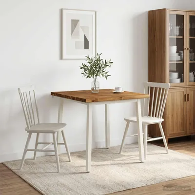 Produktbild von Möbel 80 x 80 x 75 cm Massivholz Akazie Natürlich und Weiß - Esstische &4968