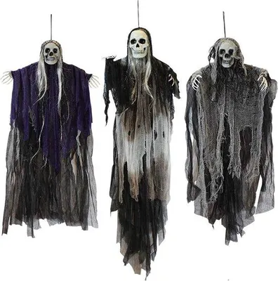 Produktbild von Halloween Dekoration, hängende Skelettenset, 3 Geister, außen