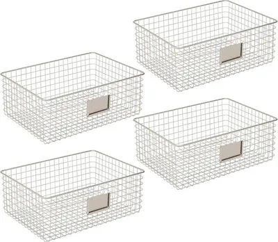 Produktbild von mDesign Allzweckkorb Aufbewahrung Drahtkorb Organizer 4er-Set Metall Mattsilber