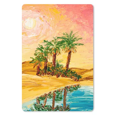 Produktbild von MuchoWow® Mauspad Mousepad Gemälde - Öl - Palme - Natur - Wasser 18x27 cm - Mousepads - Maus Mat - Pad - Mausunterlage