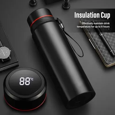 Produktbild von Intelligente Wasserflasche, 1000 ml Edelstahl -Kaffee -Thermoskolben -Temperaturanzeige, LED -Vakuum -Isolum -Sportflasche heißer kalter Tee, 10,8 x