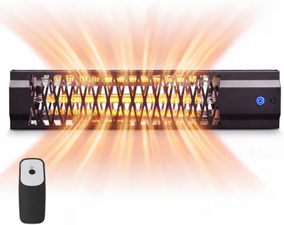 Immagine prodotto di Riscaldatore a infrarossi da esterno ZMH, 2000W, con diverse impostazioni di riscaldamento, grado di protezione IP65, colore nero, telecomando, angolo regolabile, dimensioni 65x13 cm. Ideale per terrazze, giardini e balconi. Forma rettangolare
