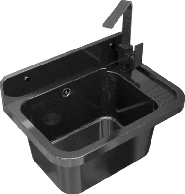 Obrázok produktu pre Granitan - Výlevka - Drez 50x34 cm - Drez čierny - s batériou NOOK a sifónom - PARON