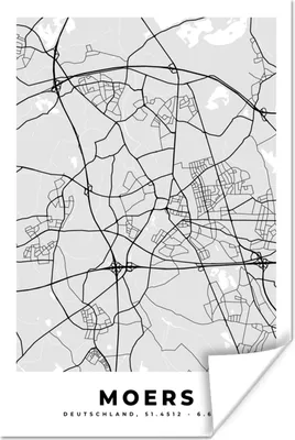 Produktbild von MuchoWow® Poster Karte - Moers - Deutschland - Stadtplan - Karte 40x60 cm - Plakate für die Wand - Poster Babyzimmer