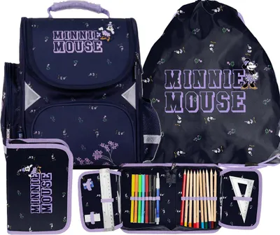 Immagine prodotto di SET DA 3 PEZZI: Zaino scolastico MINNIE MOUSE, zaino ergonomico MINNIE MOUSE per bambine, set per scolari – zaino scolastico + astuccio + borsa da ginnastica