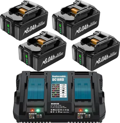 Obrázok produktu pre Nabíjateľná batéria, kapacita 8000 mAh, bezpečnostné funkcie, nabíjačka 4x8,0Ah 6A