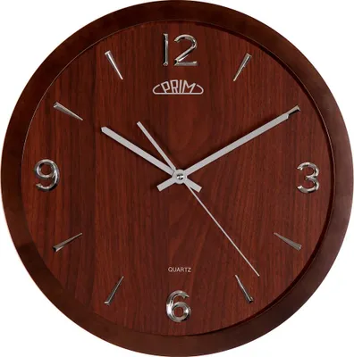 Produktbild von PRIM Wood Style Wanduhr Holz 3D-Zahlen Dunkelbraun 36 cm