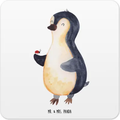 Produktbild von Mr. & Mrs. Panda Untersetzer für Gläser Pinguin Marienkäfer 15er Set - Weiß - Geschenk, Tassenuntersetzer, Aufmerksam, Glas-Untersetzer, Coaster, Lebensfreude, Liebe