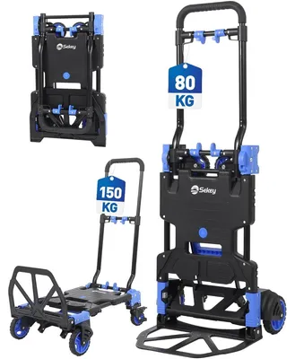 Produktbild von Sackkarre Transportkarre Stapelkarre - 2-in-1 - 150 kg Tragkraft - Aluminium - Klappbar