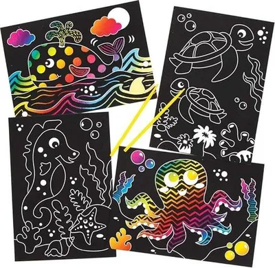 Image de Kit de bricolage pour enfants avec feuille à gratter, lot de 8, Kreativ