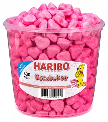 Produktbild von Haribo Herzbeben, Sweet Cherry, 330 Stück, 1,2 kg Dose