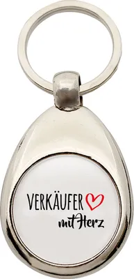 Produktbild von Huuraa Schlüsselanhänger Verkäufer mit Herz Metall Schlüsselring Einkaufswagenchip Geschenkidee