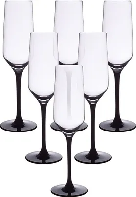 Produktbild von SEKTGLÄSER 6 tlg. SET Champagnergläser Gläser RUBIN BLACK 220 ml