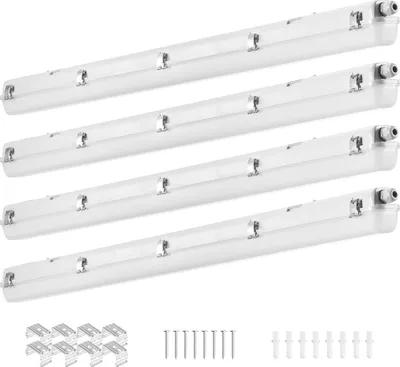Produktbild von SucceBuy 4FT LED-Dampfdichtes Licht, 60 W/50 W/40 W wählbar, 5000 K Dampfdichte Leuchte, 5400/6400/7400 lm einstellbar, IP65 wasserdicht, 4er-Pack